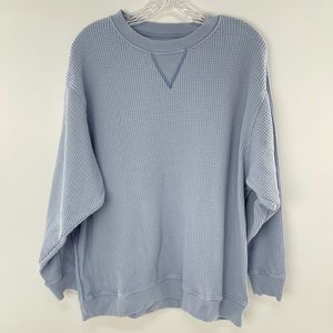 Aerie Light Blue Waffle Cozy Crewneck